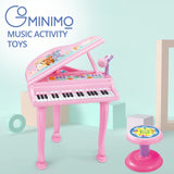 GOMINIMO Kids Electronic Piano Keyboard Toy with Microphone and Chair (Pink)