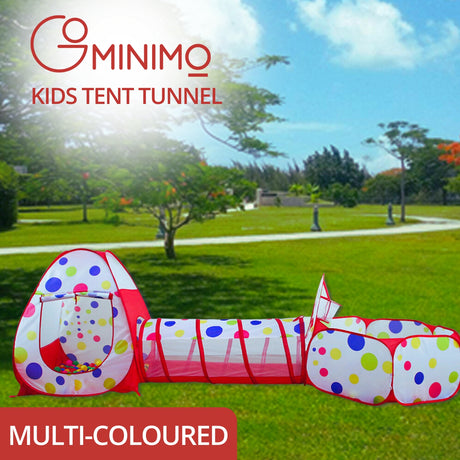 Gominimo Multicolored 3-in-1 Kids Play Tent with Tunnel and Ball Pool