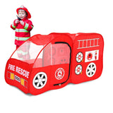 Kids Firefighter Truck Play Tent - Foldable Indoor Playhouse (Red)