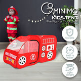 Kids Firefighter Truck Play Tent - Foldable Indoor Playhouse (Red)