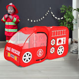 Kids Firefighter Truck Play Tent - Foldable Indoor Playhouse (Red)