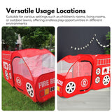 Kids Firefighter Truck Play Tent - Foldable Indoor Playhouse (Red)