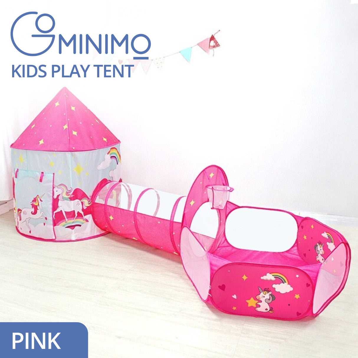 Magical 3-in-1 Unicorn Play Tent for Kids (Pink)