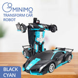 GOMINIMO Remote Control Transforming Robot Car - Black Cyan Edition