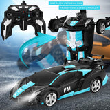 GOMINIMO Remote Control Transforming Robot Car - Black Cyan Edition