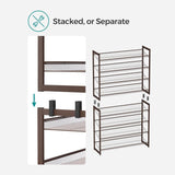 8-Tier Adjustable Bronze Shoe Rack for 32 Pairs with Detachable Shelves