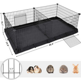 SONGMICS 3 Doors Pet Playpen with Divider Panel and Floor Mat Black