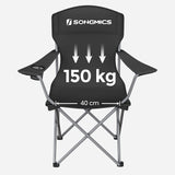 SONGMICS Set of 2 Folding Camping Outdoor Chairs Black