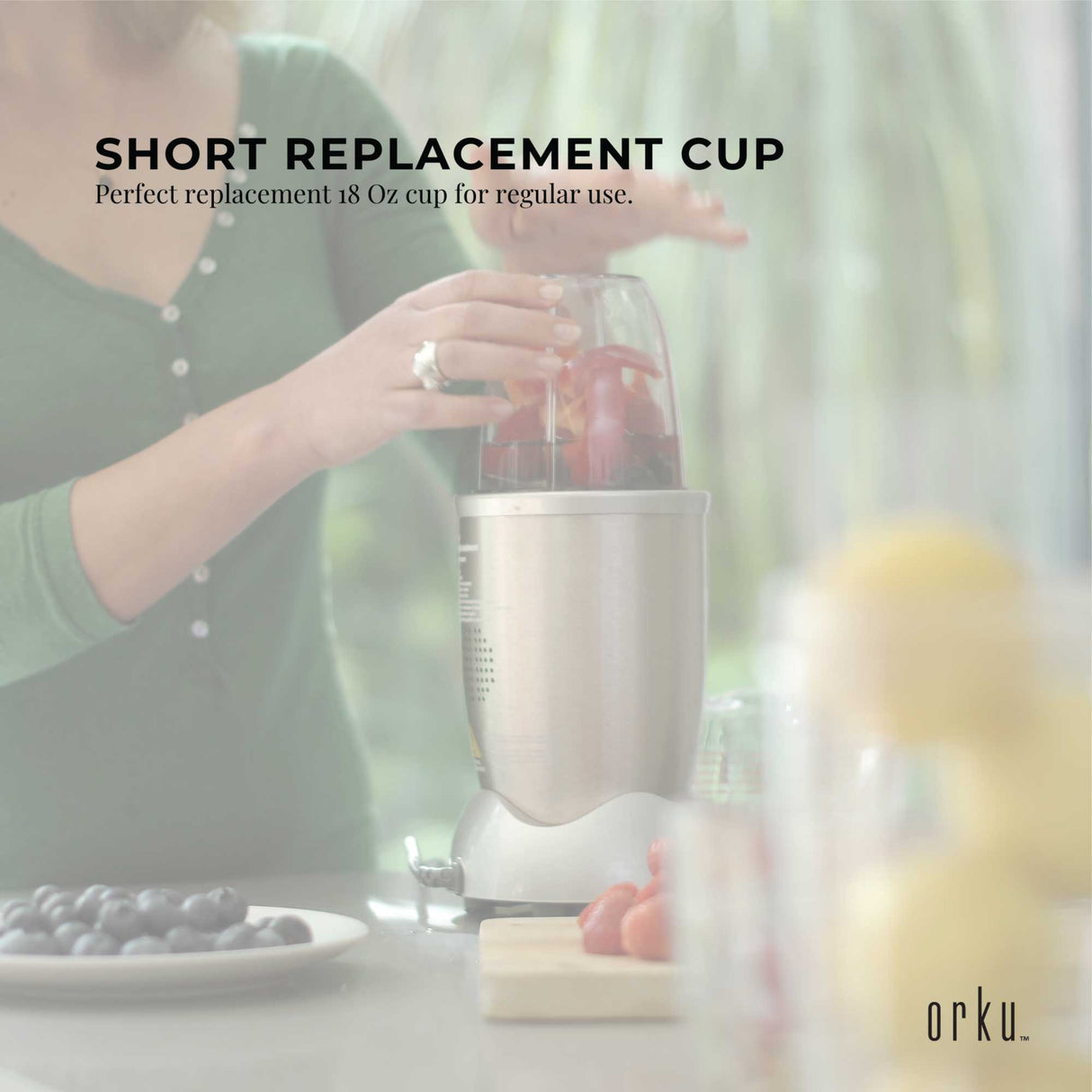 Nutribullet 18 Oz Replacement Cup for 600W & 900W Models - Short Size