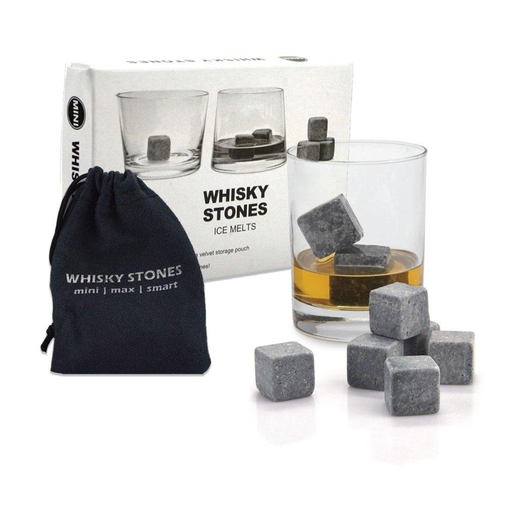 Natural Marble Whiskey Chilling Stones - Set of 9 Reusable Ice Cubes for Perfectly Chilled Drinks