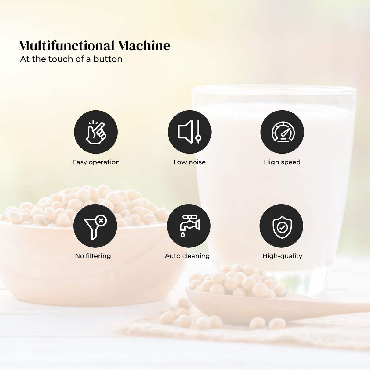 Automatic Soy Milk and Nut Blender Machine - Multifunctional Electric Maker for Fresh Milk and Soups