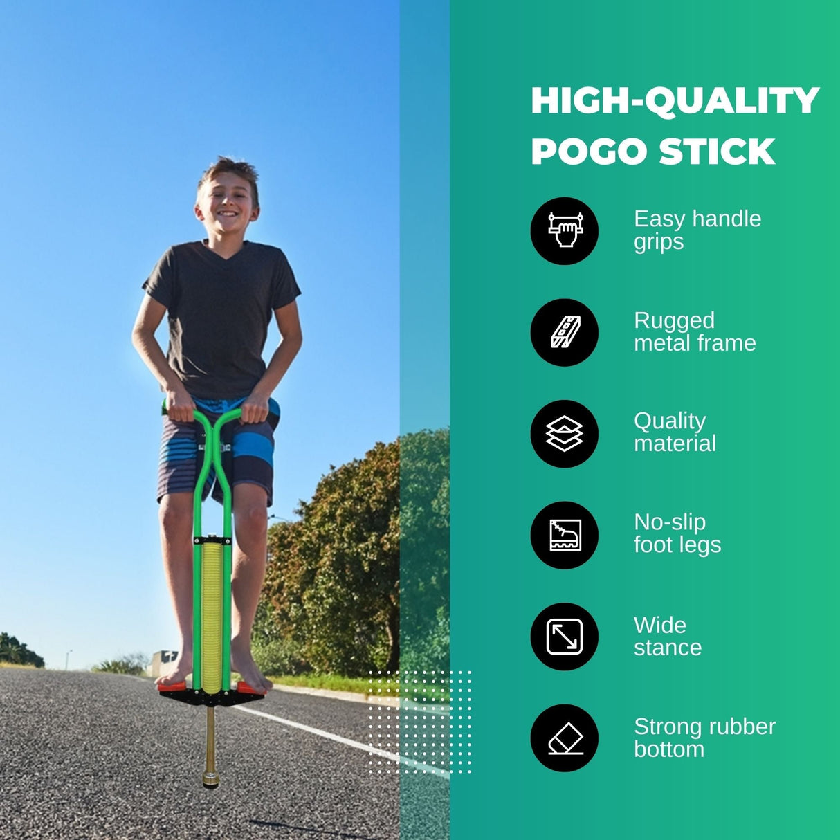 Green Kids Pogo Stick - Fun Jumping Exercise Toy for Children