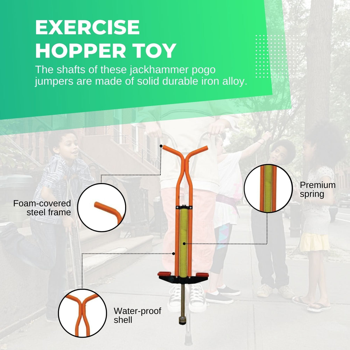 Vibrant Orange Pogo Stick for Kids - Fun Jumping Exercise Toy for Outdoor Play