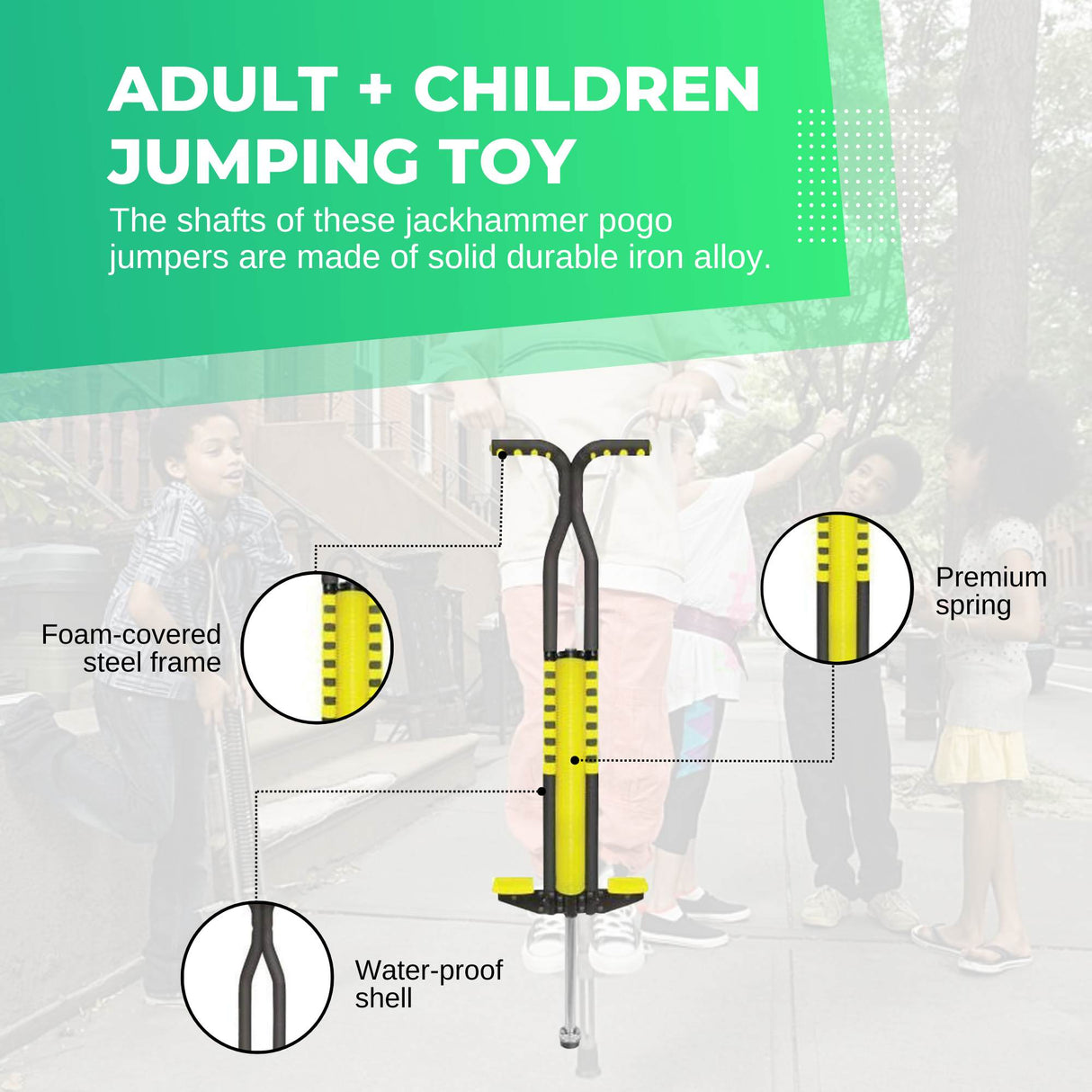 Black and Yellow Pogo Stick - Children's Large Jumping Jackhammer Toy