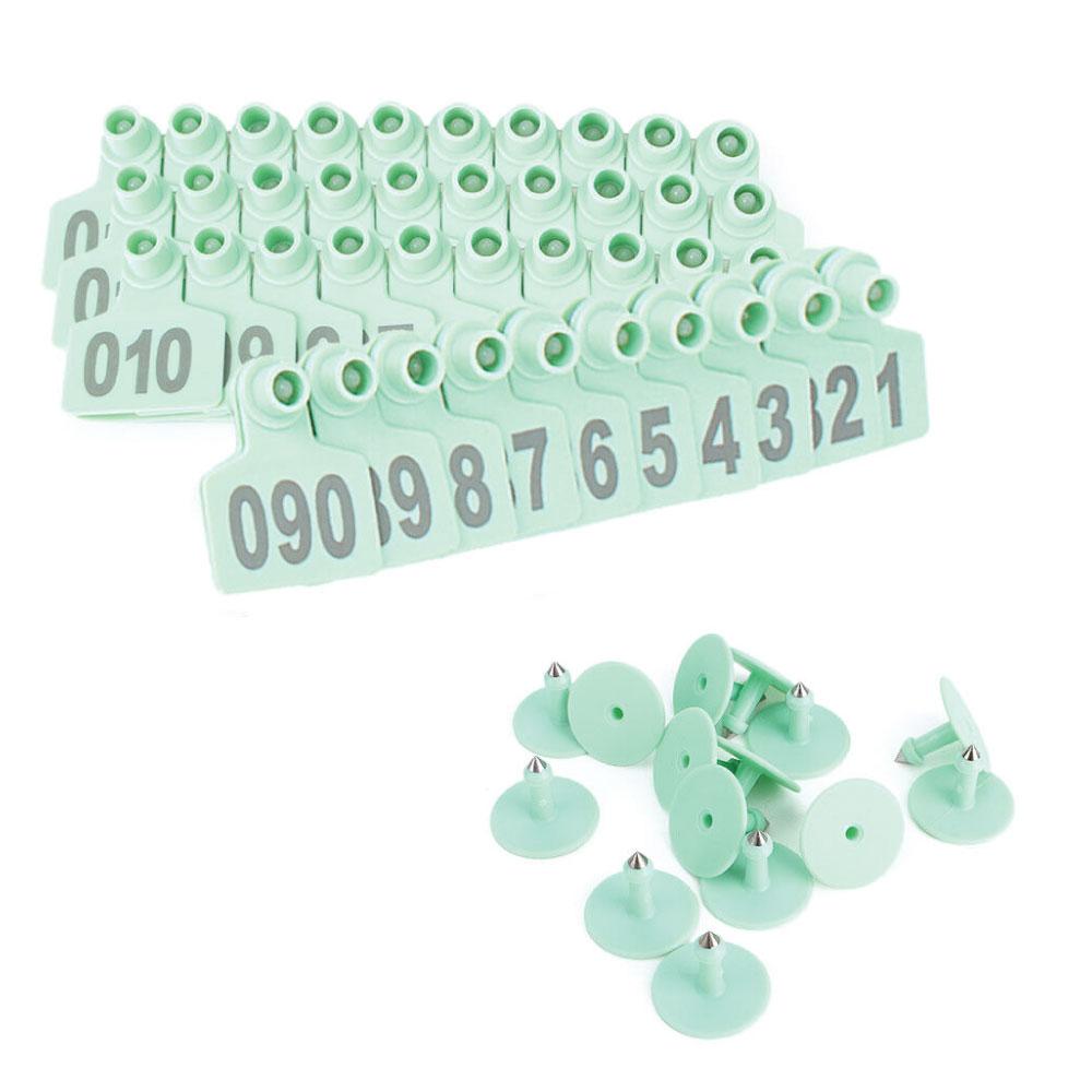 1-100 Cattle Number Ear Tags Set - Green Pig Sheep Goat Livestock Label