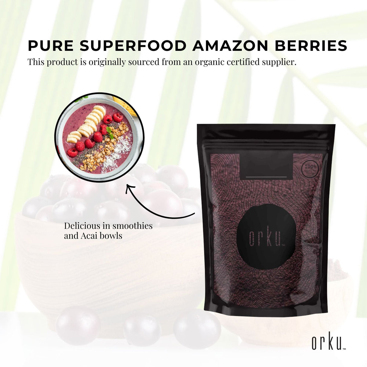 100% Organic Acai Powder - 400g Superfood from Amazon Berries