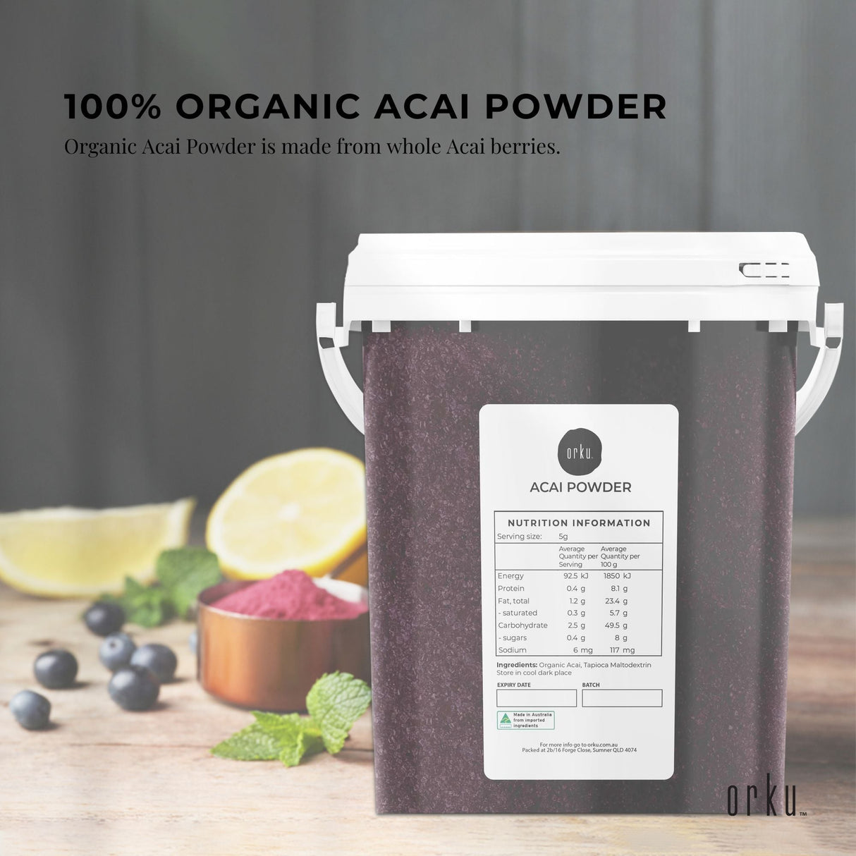 Organic Acai Powder 700g Bucket - Premium Superfood from Amazon Berries