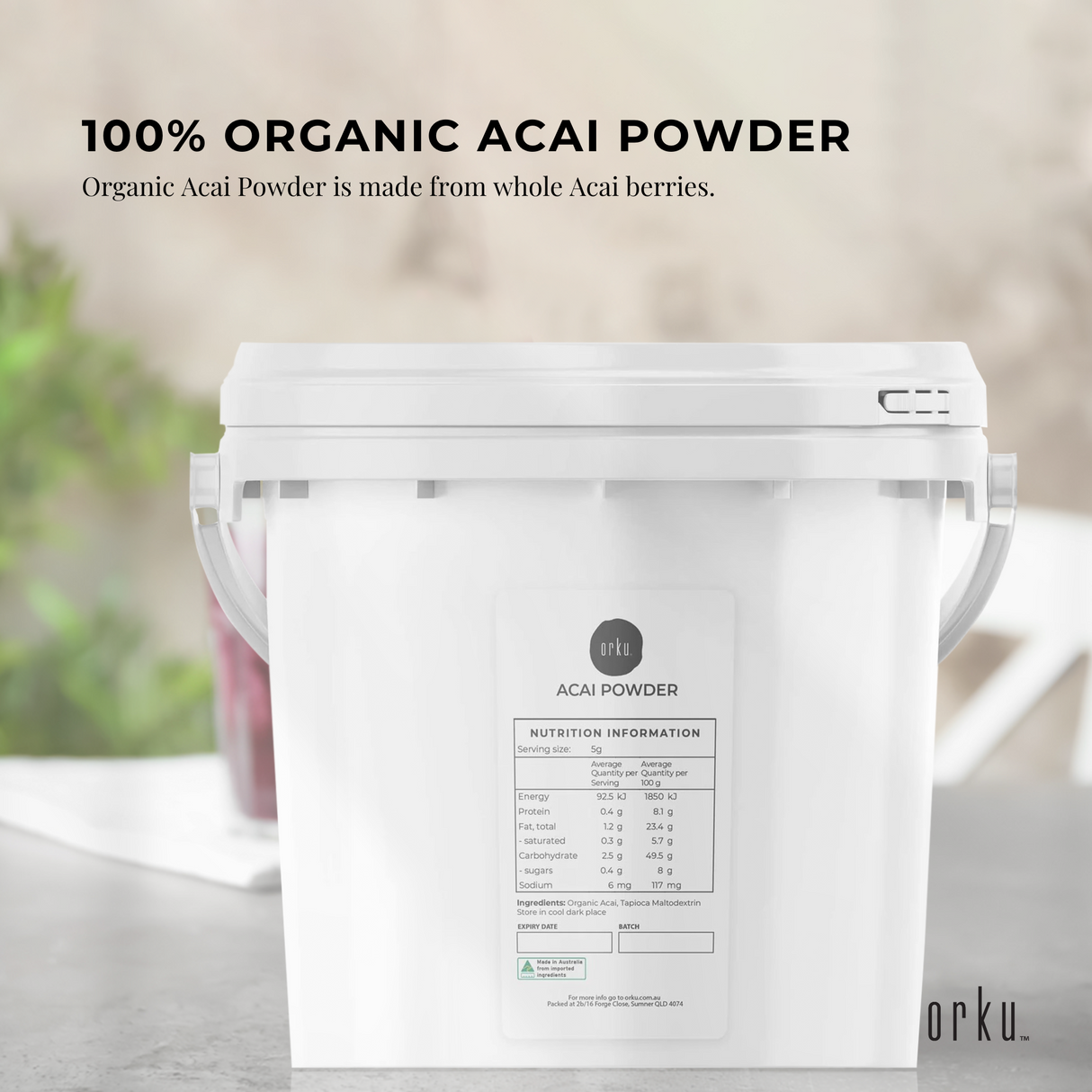 2.5kg Organic Acai Berry Powder - Premium Superfood for Smoothies and Bowls