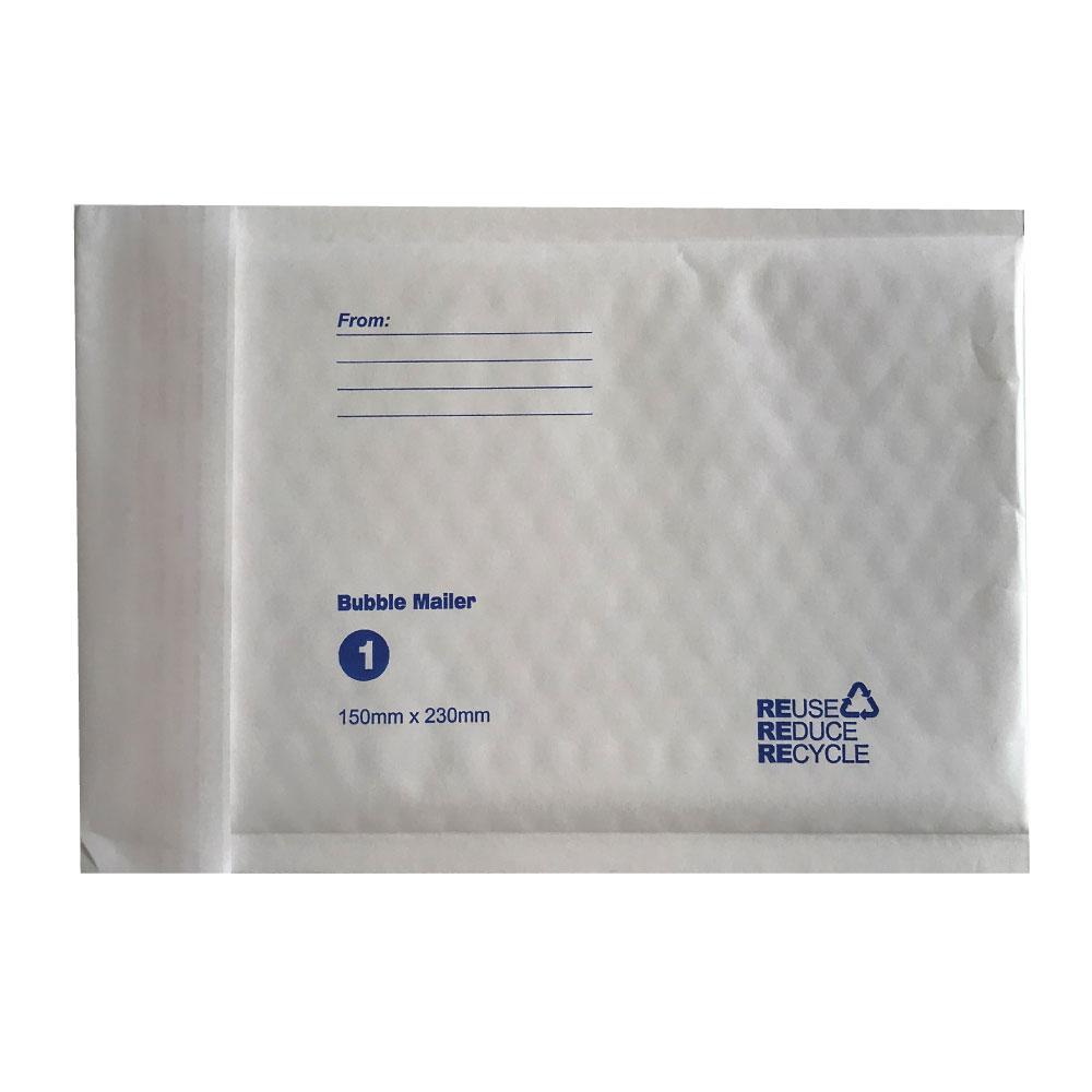 300 Count Eco-Friendly White Bubble Mailers 150x230mm with Tamper Evident Seal