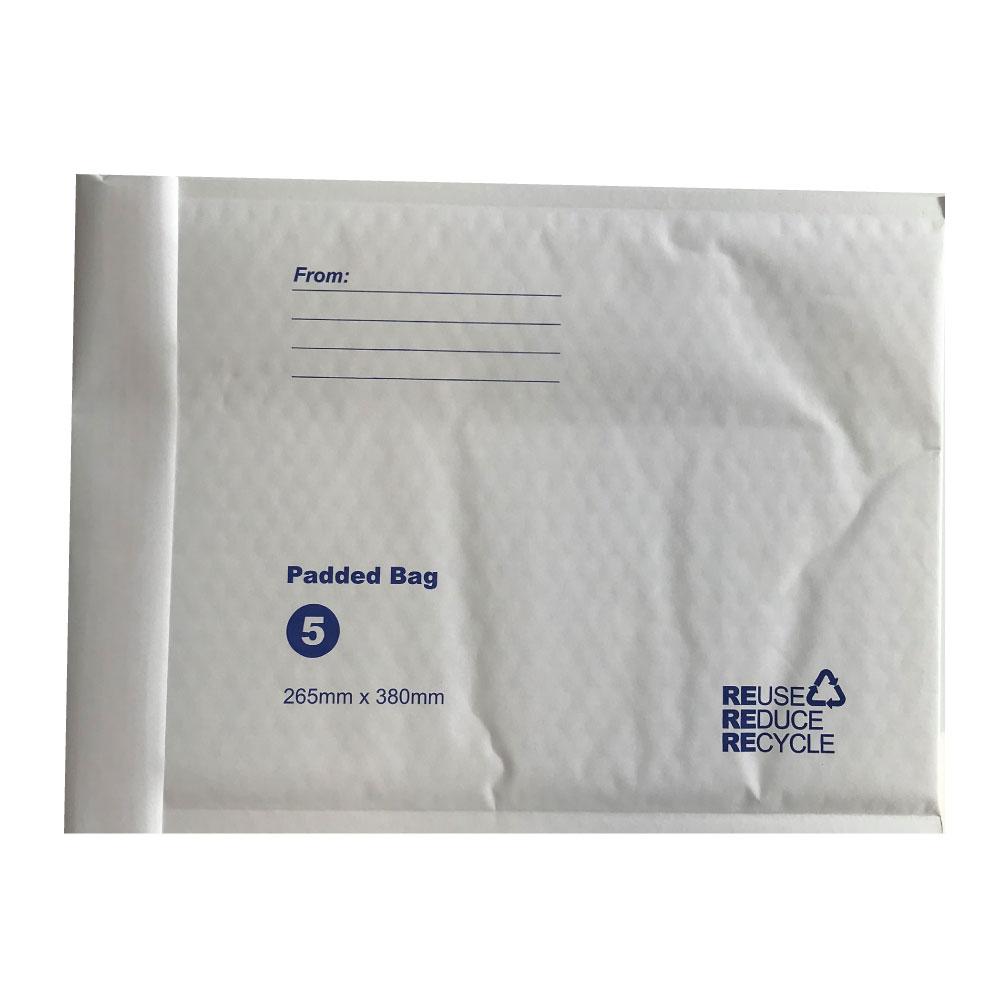 100-Pack No.5 White Bubble Mailers 265x380mm Padded Eco-Friendly Envelopes