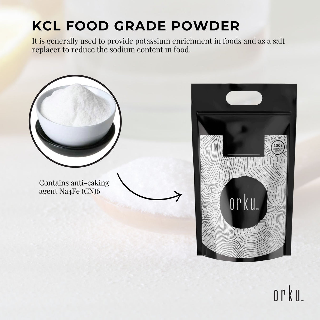 5Kg Food Grade Potassium Chloride Powder - Sodium-Free Salt Substitute Supplement