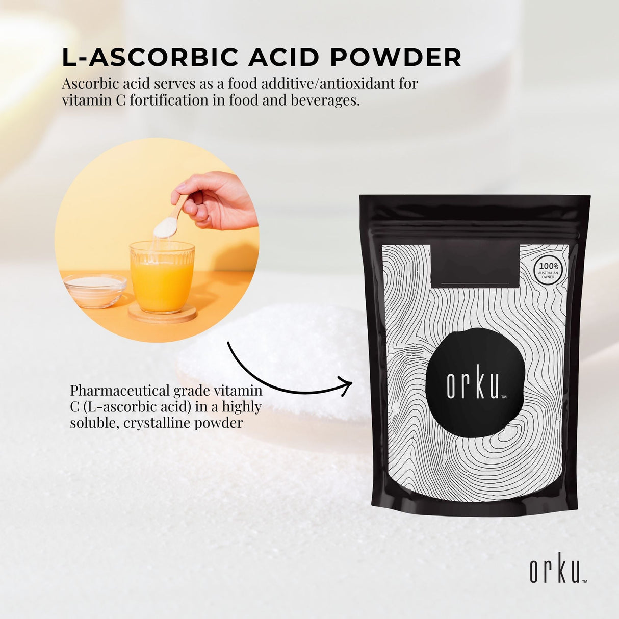 400g Pure L-Ascorbic Acid Vitamin C Powder - Pharmaceutical Grade Antioxidant Supplement