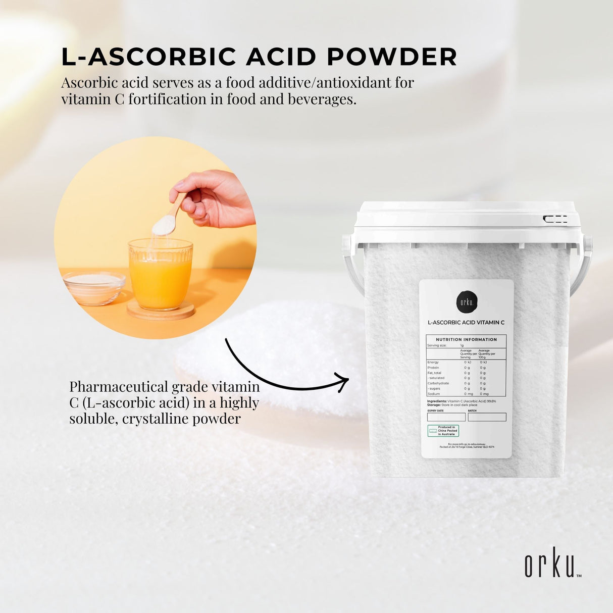 Premium 1.3Kg Pure L-Ascorbic Acid Vitamin C Powder - Pharmaceutical Grade Antioxidant Supplement