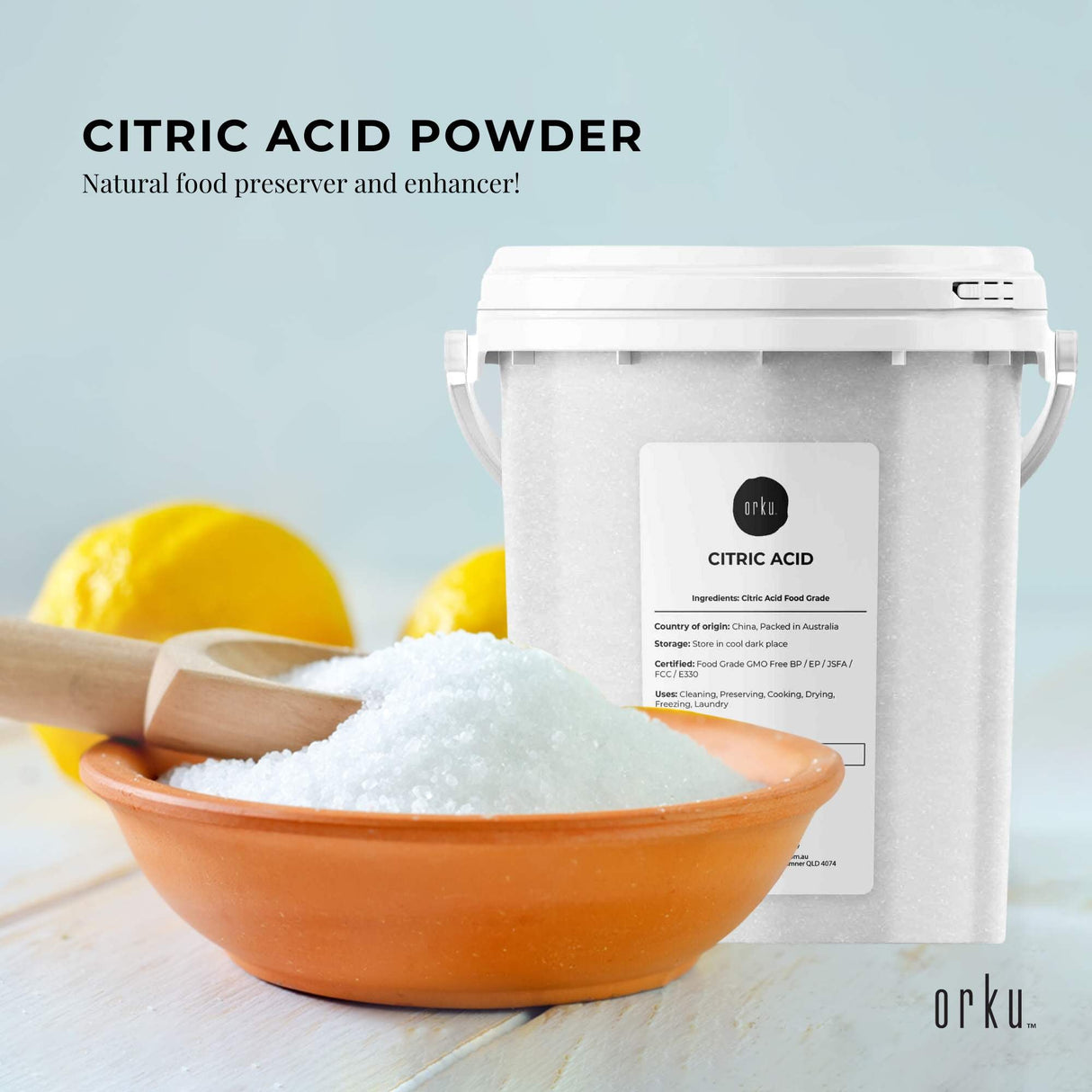 1.2Kg Food Grade Citric Acid Powder - Anhydrous, GMO-Free, Preservative for Cooking and Manufacturing