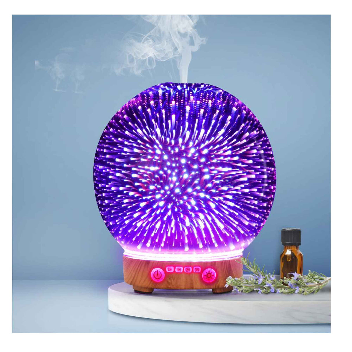 3D Fireworks LED Essential Oil Diffuser - 100ml Color Changing Humidifier