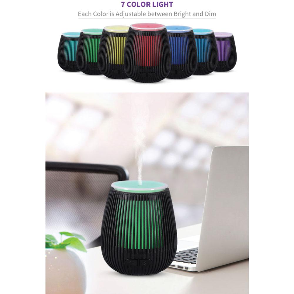 Portable USB Ultrasonic Aroma Diffuser - 100ml Black Essential Oil Humidifier with 7 LED Colors