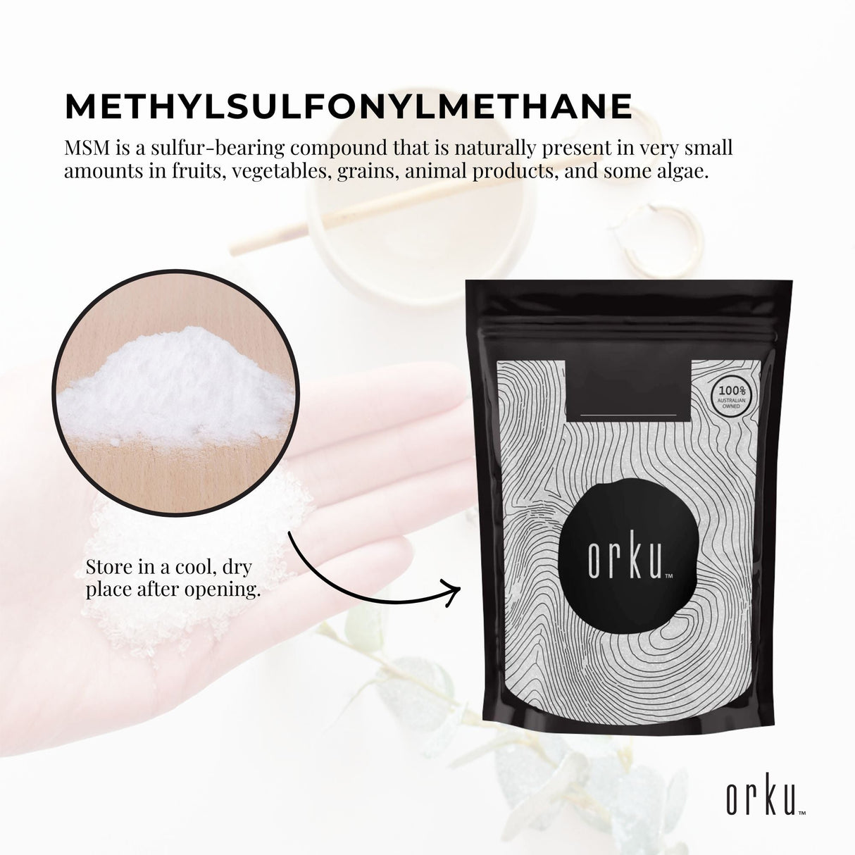 100g Pure MSM Powder - 99% Methylsulfonylmethane Crystals for Dietary Supplementation