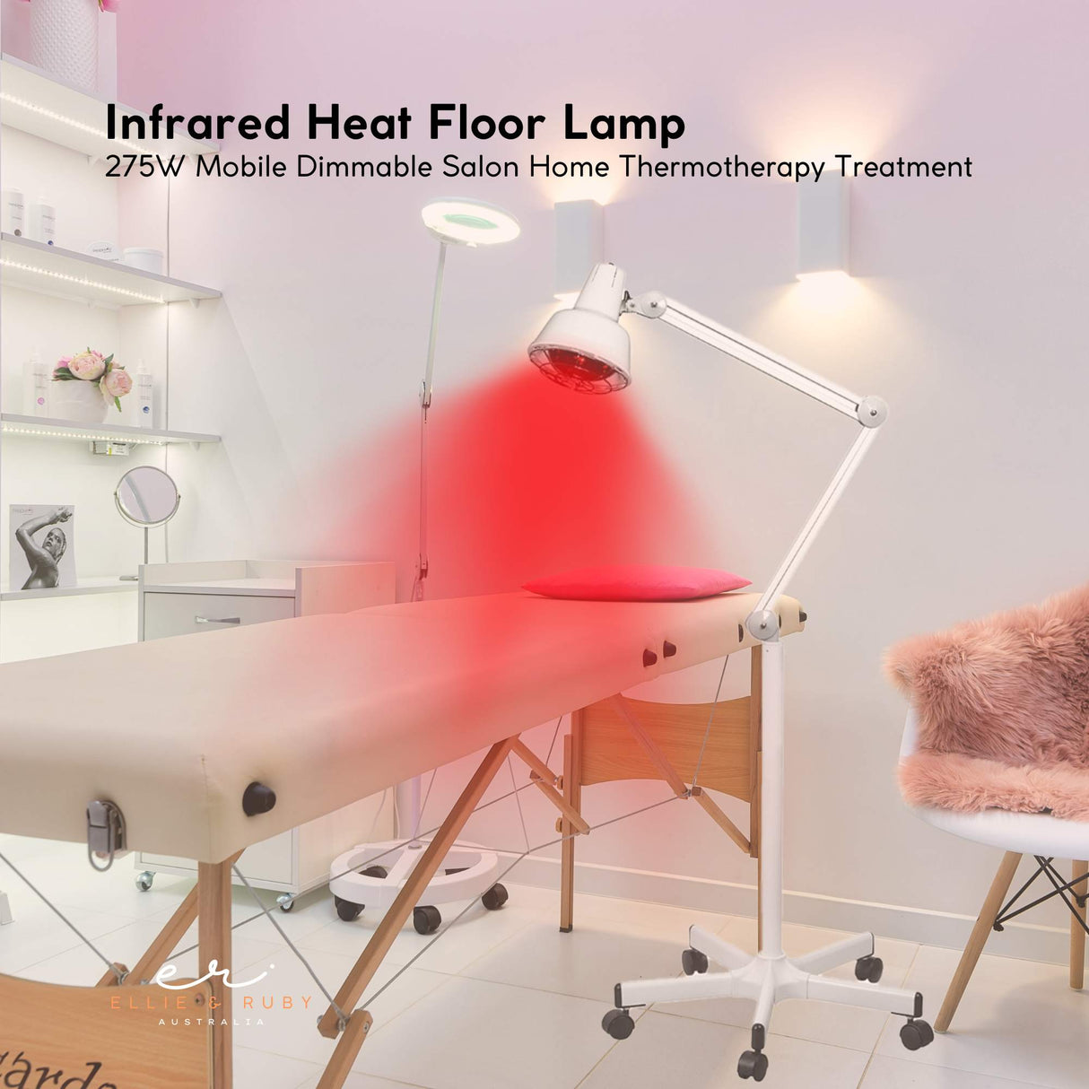 Infrared Heat Floor Lamp 275W Mobile Dimmable Salon Home Thermotherapy Treatment