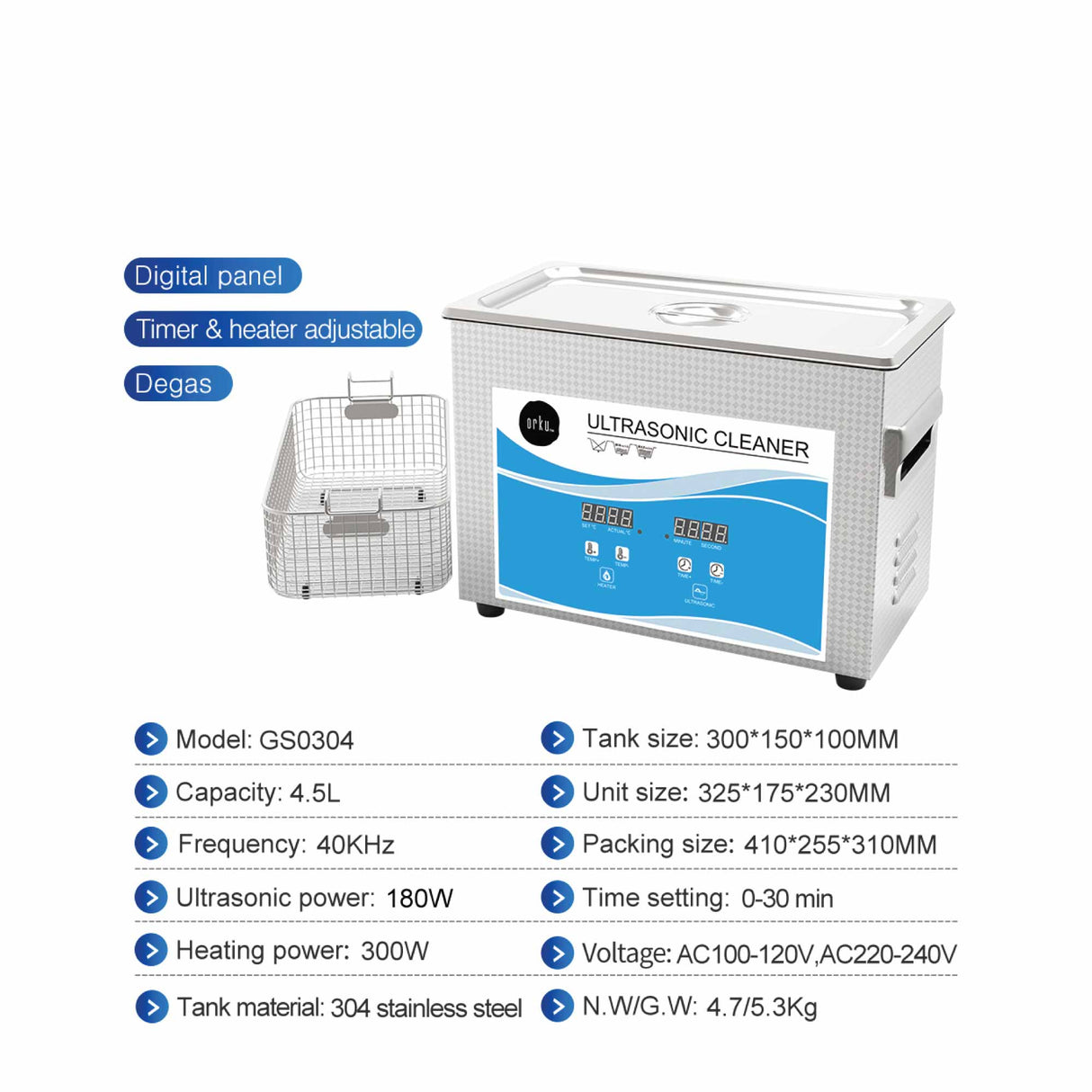 4.5L High-Frequency Ultrasonic Jewelry Cleaner - Advanced Digital Cleaning System