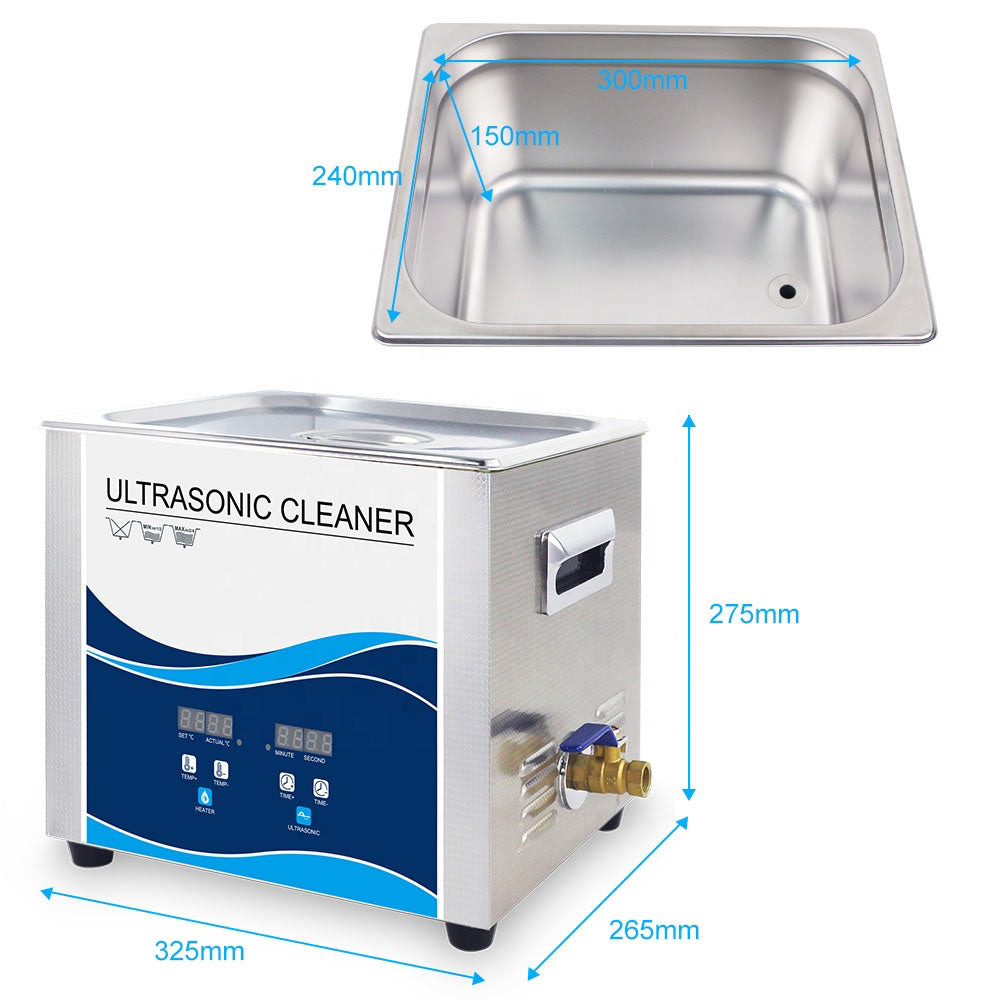 10L Digital Ultrasonic Cleaner for Jewelry and Parts - High Frequency Cleaning Bath