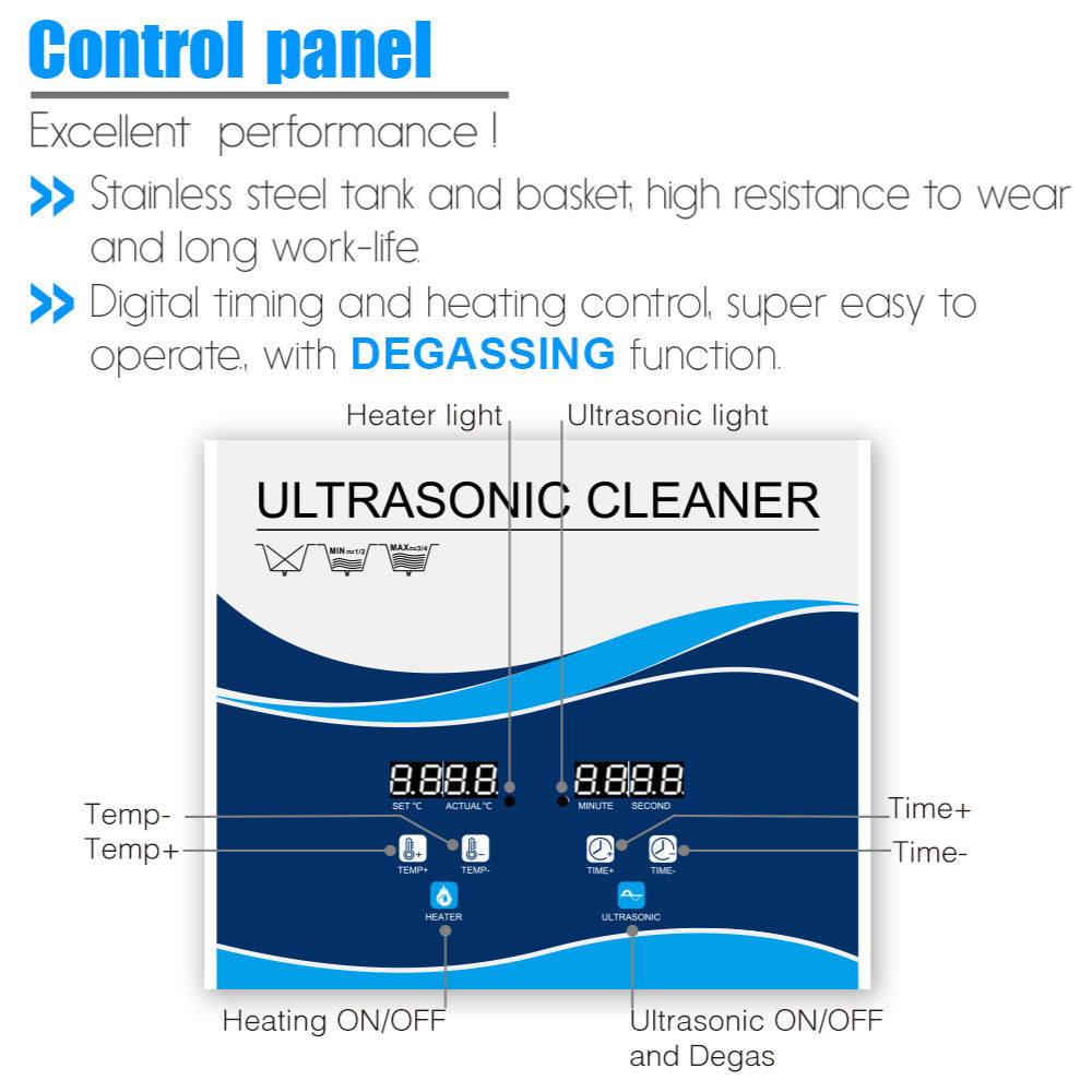 10L Digital Ultrasonic Cleaner for Jewelry and Parts - High Frequency Cleaning Bath