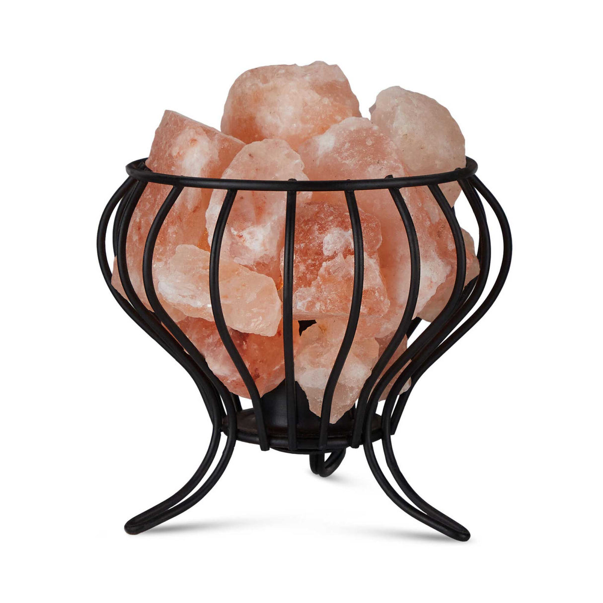 12V 12W Bud Iron Basket Himalayan Pink Salt Lamp Rock Crystal Light Bulb On/Off