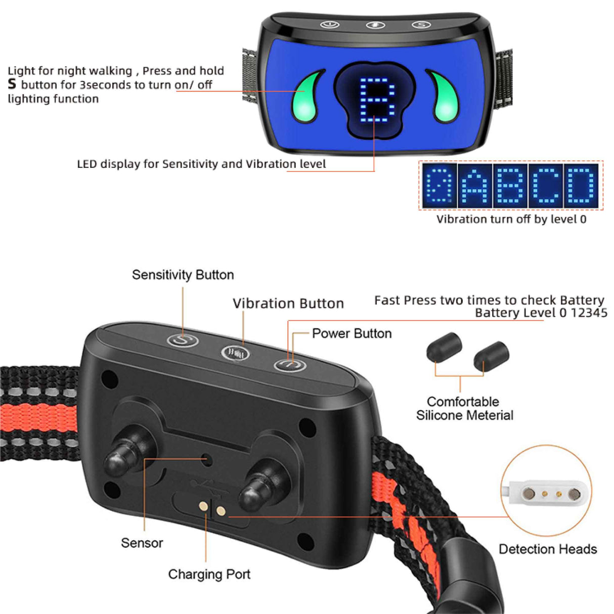 Smart Bark Control Collar - Rechargeable, Waterproof, Vibration Detection for Dogs