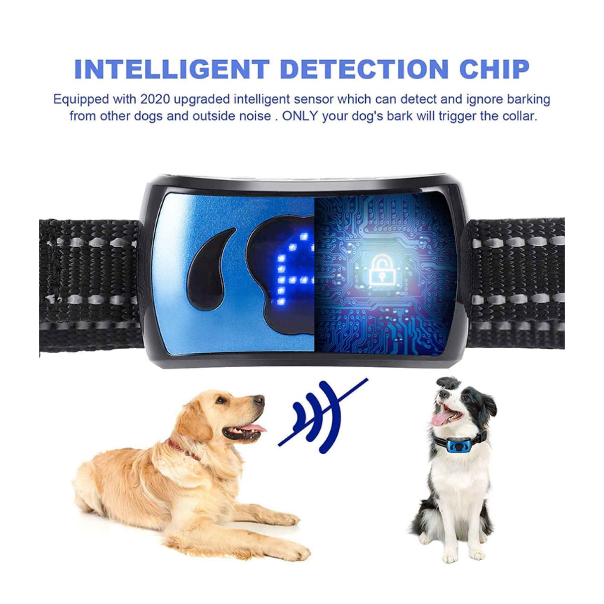 Smart Bark Control Collar - Rechargeable, Waterproof, Vibration Detection for Dogs