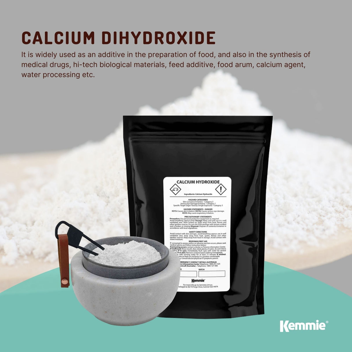 400g Food-Grade Calcium Hydroxide Powder - Hydrated Lime for Culinary and Industrial Use