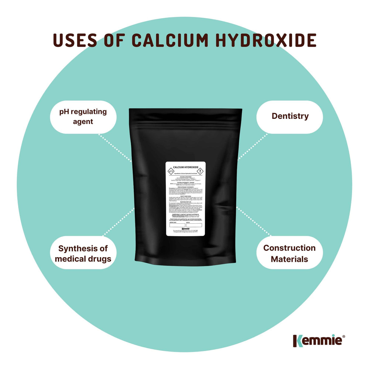 1Kg Food Grade Calcium Hydroxide Powder - FCC Hydrated Slaked Pickling Lime