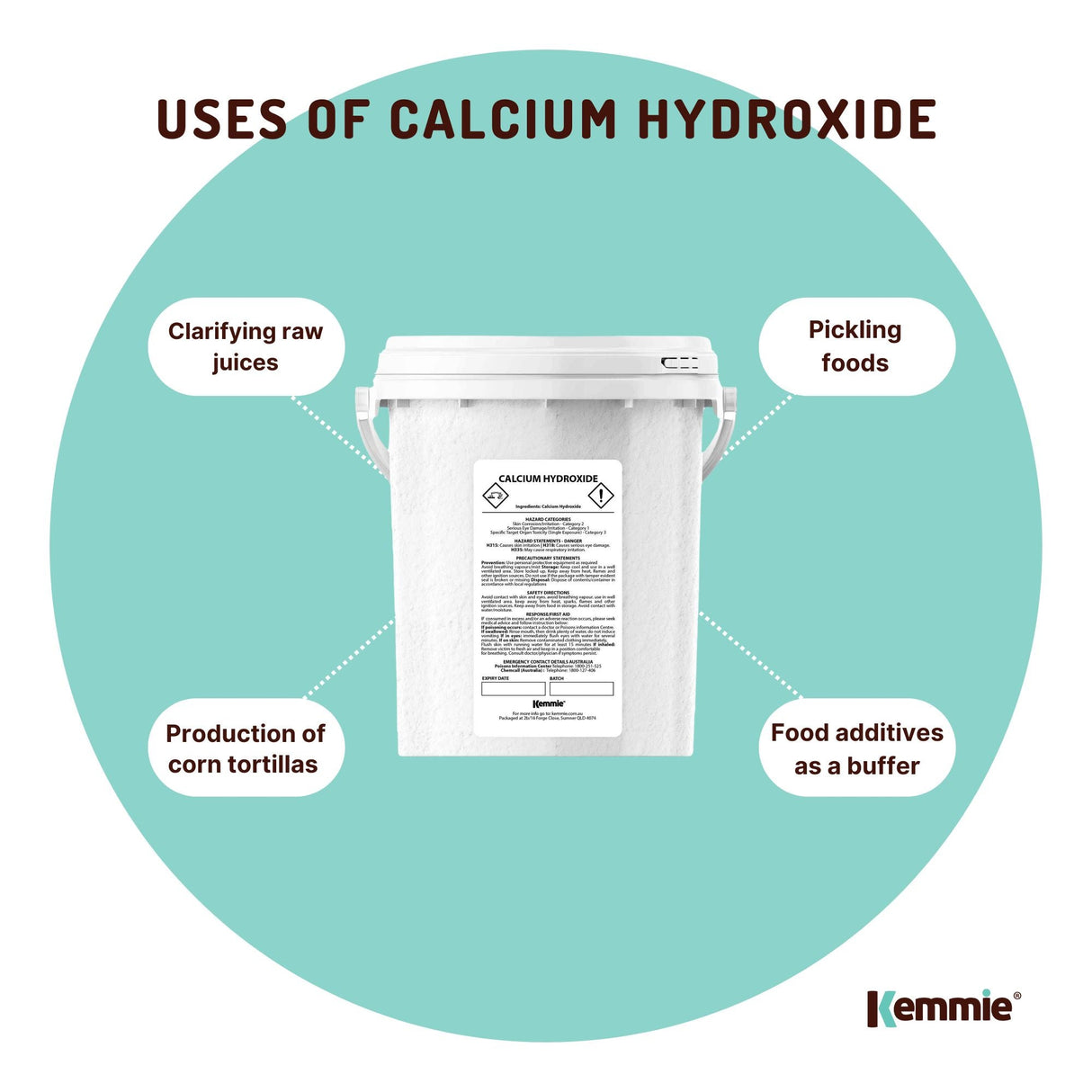 600g Food Grade Calcium Hydroxide Powder Tub FCC Hydrated Slaked Pickling Lime