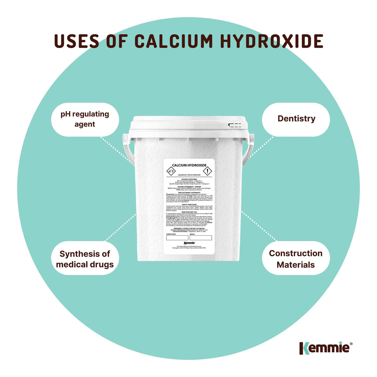 600g Food Grade Calcium Hydroxide Powder Tub FCC Hydrated Slaked Pickling Lime