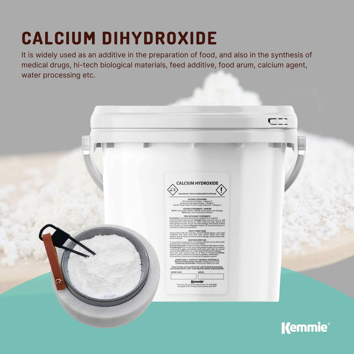 2.5kg Calcium Hydroxide Powder Tub Food Grade FCC Hydrated Slaked Pickling Lime