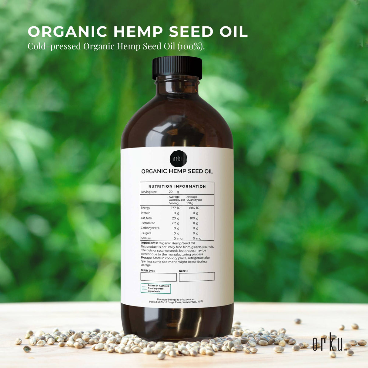 1L Organic Hemp Seed Oil - Cold Pressed Food Grade Healthy Oils Foods