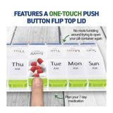 7-Day AM/PM Pill Organizer with 14 Compartments and One-Touch Push Button