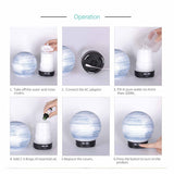 Ceramic Ball Ultrasonic Aroma Diffuser - 100ml Essential Oil Humidifier with LED Light