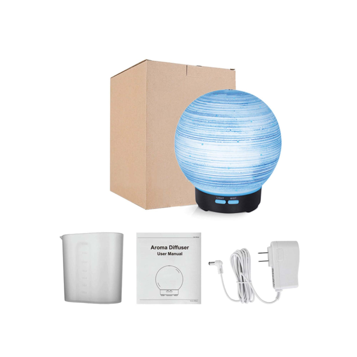 Ceramic Ball Ultrasonic Aroma Diffuser - 100ml Essential Oil Humidifier with LED Light