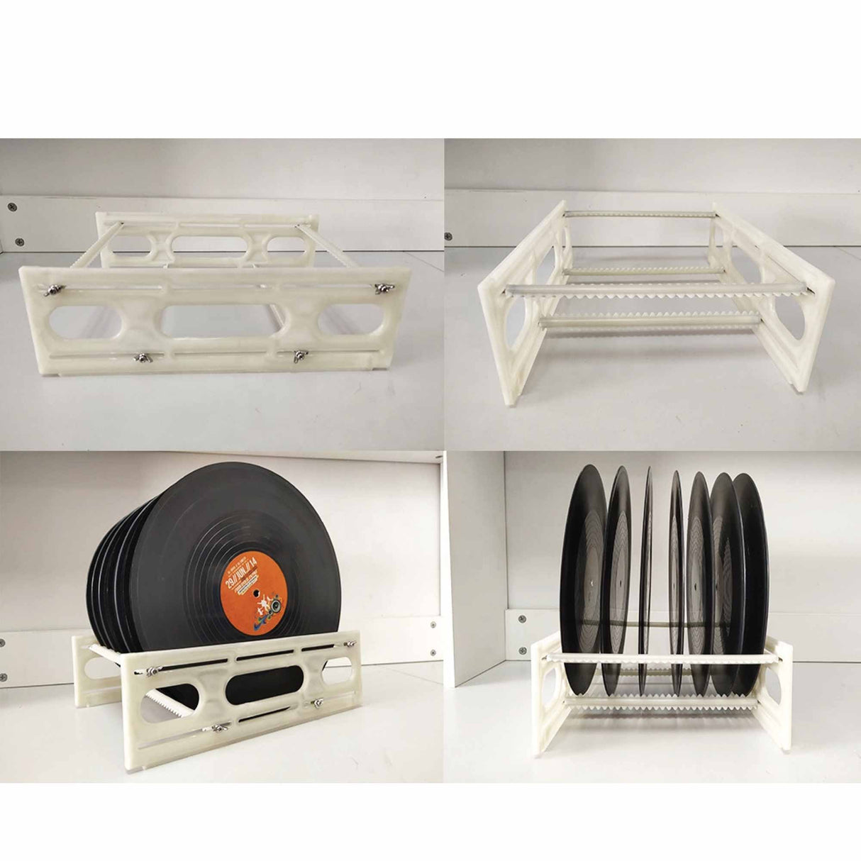 Vinyl Record Cleaning Bracket with Drying Rack for Ultrasonic Cleaners - Holds 8 Discs at Once