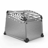 Aluminium Dog Travel Crate 56x65x77cm - Medium Pet Car Transport Cage Kennel Box - Side View