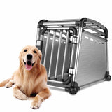 Aluminium Dog Travel Crate 56x65x77cm - Medium Pet Car Transport Cage Kennel Box - Top-Down View